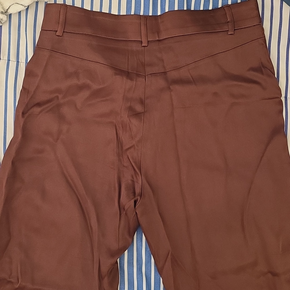 ZARA Silky Brown Pants TALL 33' inseam NWT - Picture 8 of 10